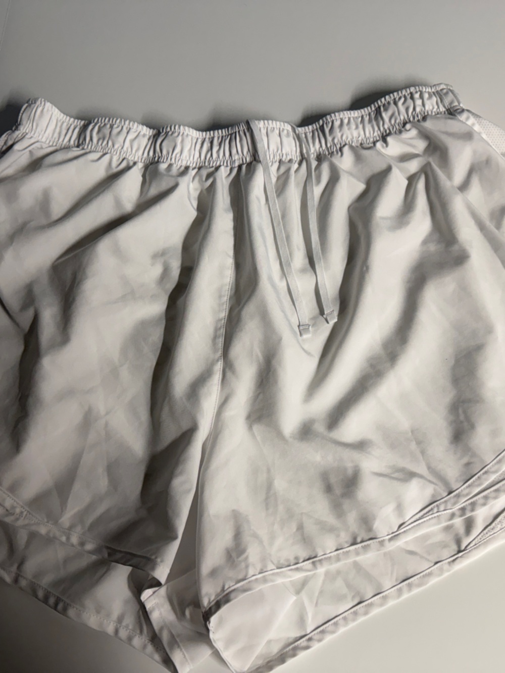 Nike Men’s White Athletic Mesh-Trim Running Shorts